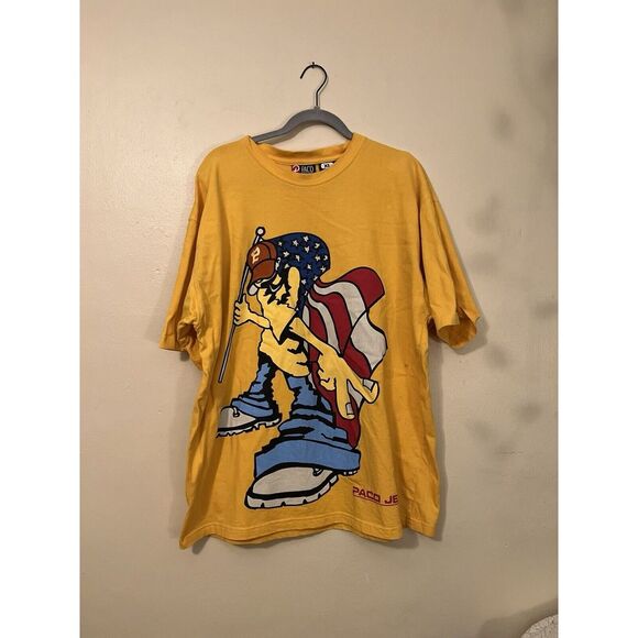 Vintage Paco Jeans Shirt Adult XL Yellow 90s Y2K All Over Print AOP Mens - Picture 5 of 11